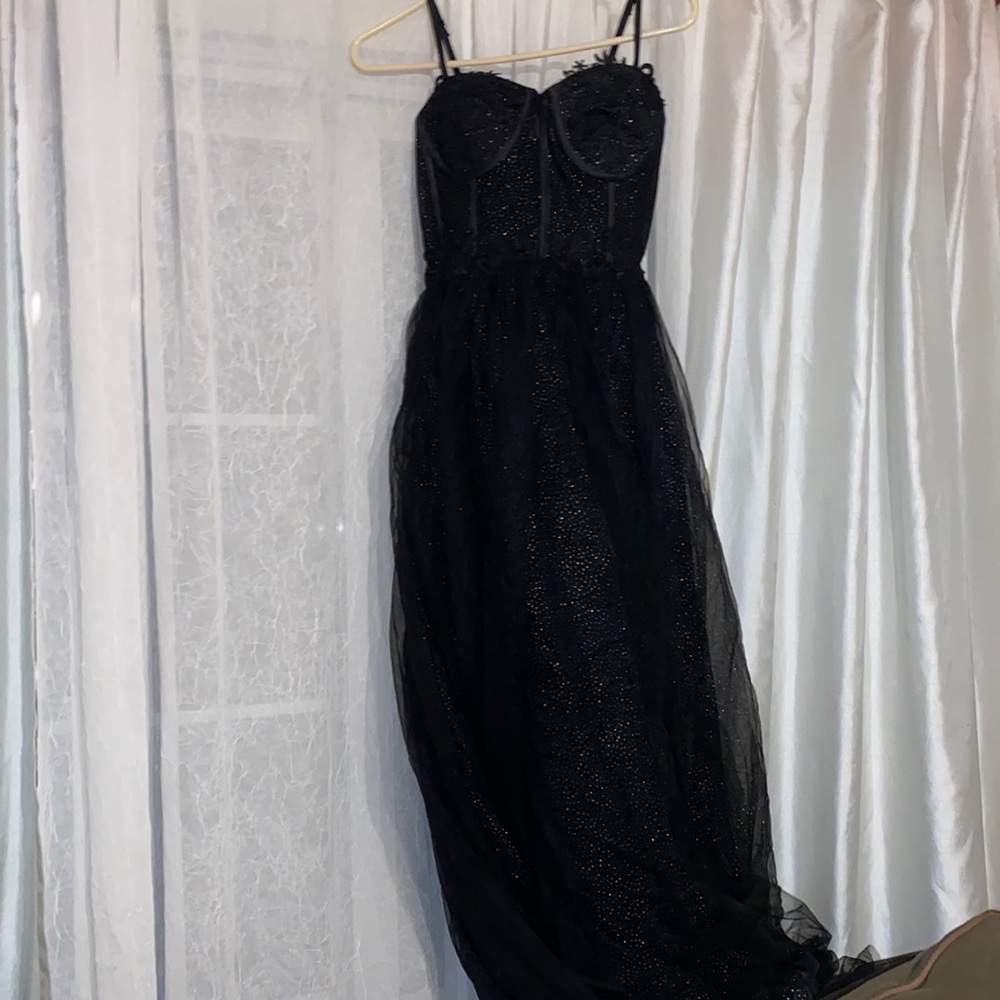 Long black sparkly prom dress